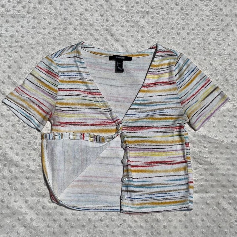 Stripped Button up crop top